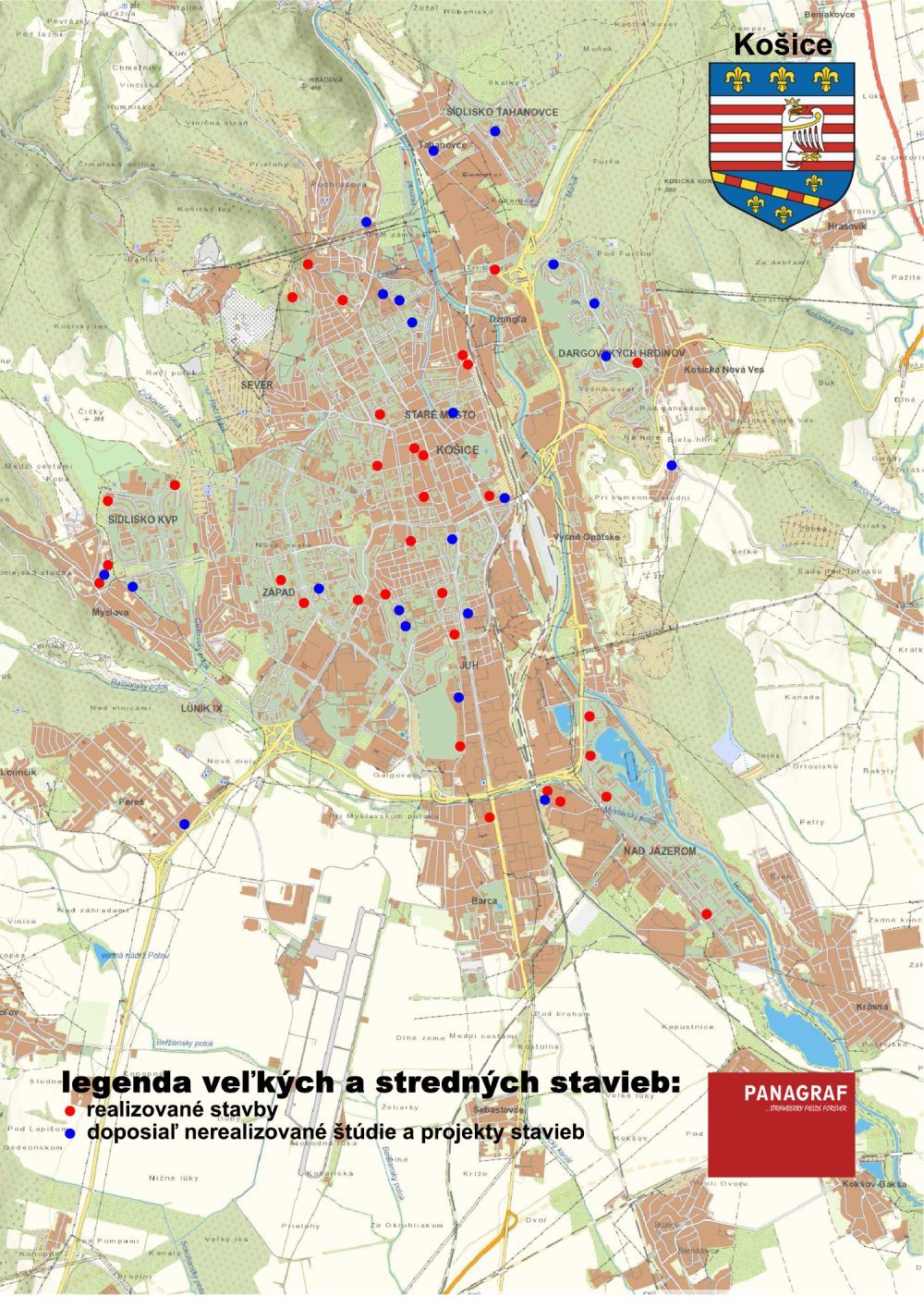Mapa stavieb v Košiciach